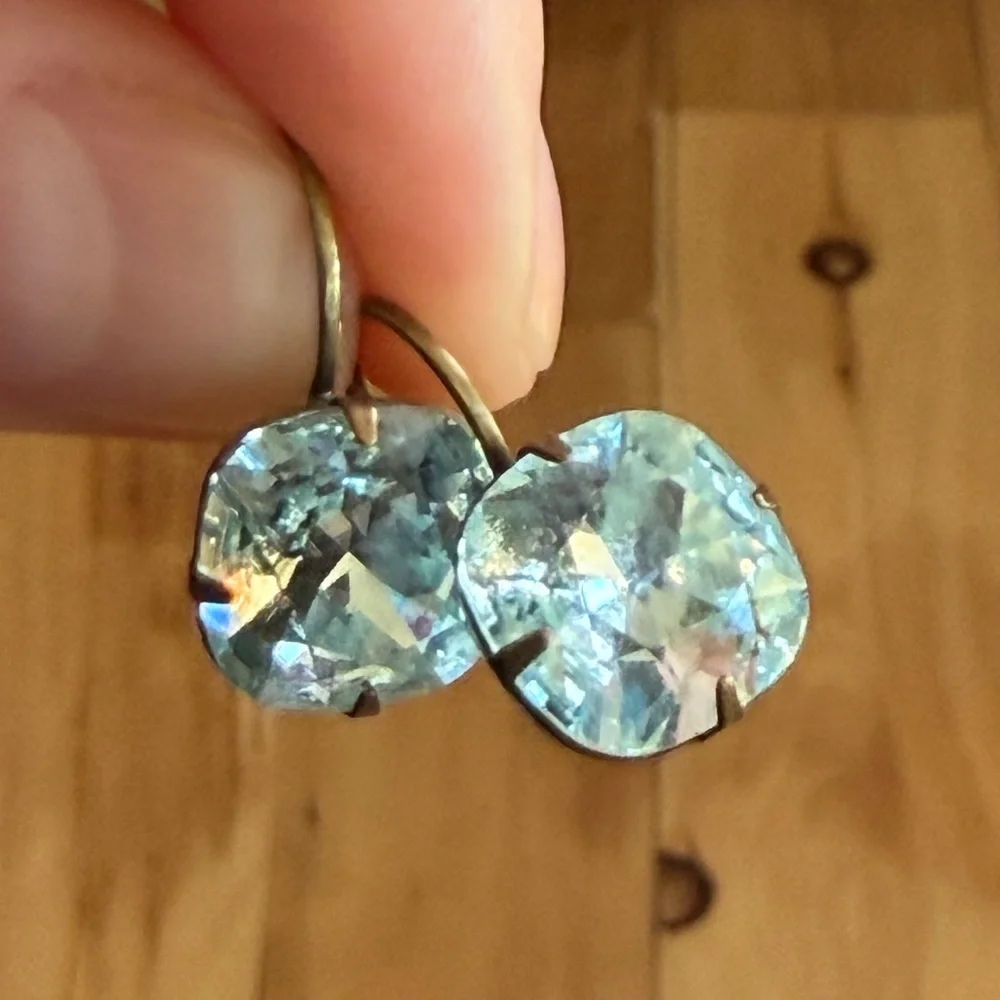 Liz Palacios Vintage-Inspired Blue and Gold Drop Earrings - Picture 1 of 7